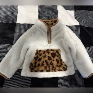 Moda White Fleece with Leopard Accent